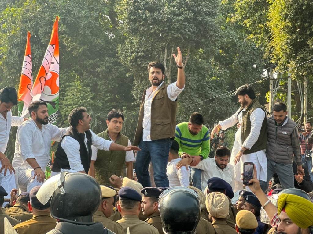 Youth Congress Holds Lalkaar March in Mohali Strong Protest Against BJP